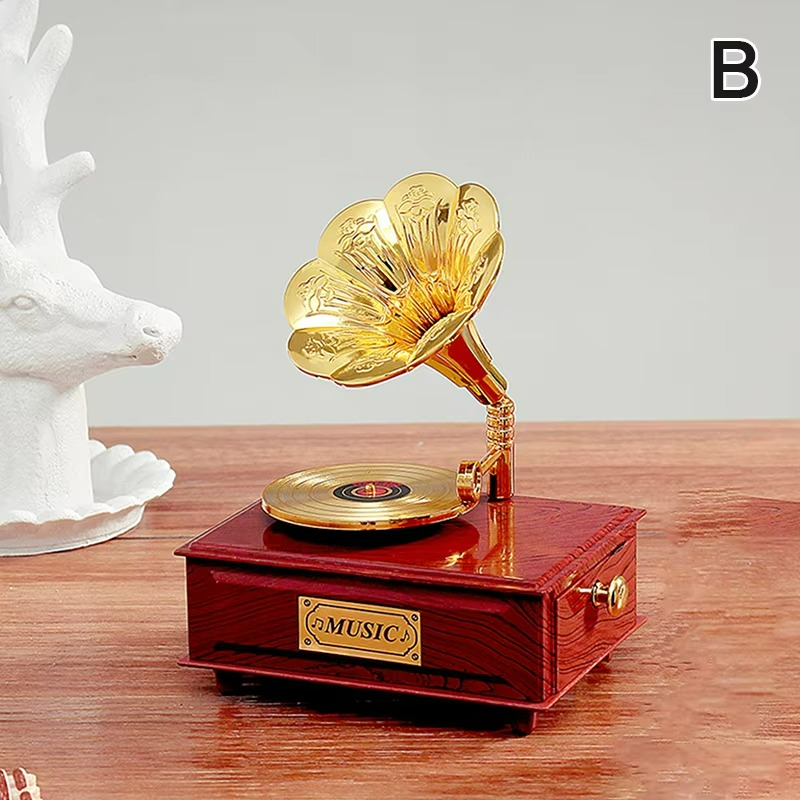 Retro Wooden Gramophone – Vintage Home Ornament